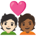 🧑🏻‍❤️‍🧑🏾 couple with heart: person, person, light skin tone, medium-dark skin tone display on Google